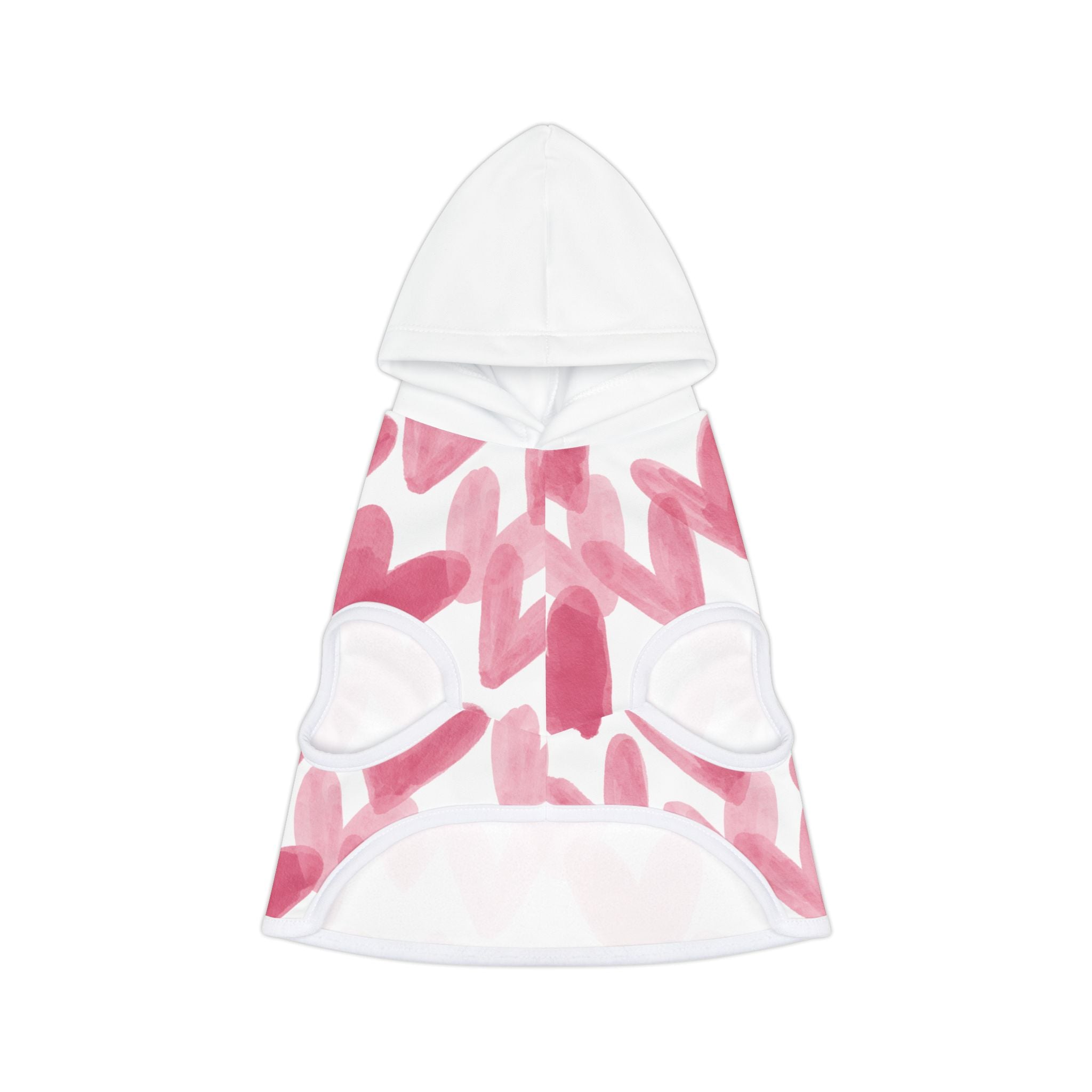 Sudadera con Capucha para Mascotas | Corazones Acuarela Rosa San Valentín