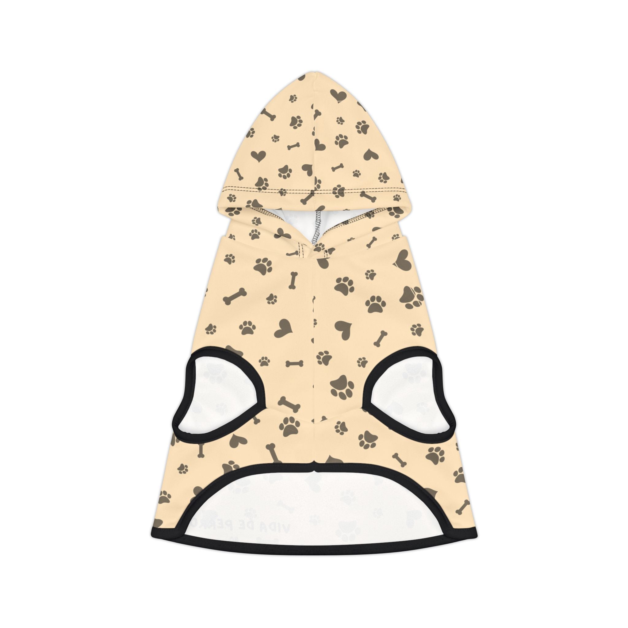 Sudadera Personalizada para Perros con Nombre | Diseño Huellas y Huesos Beige