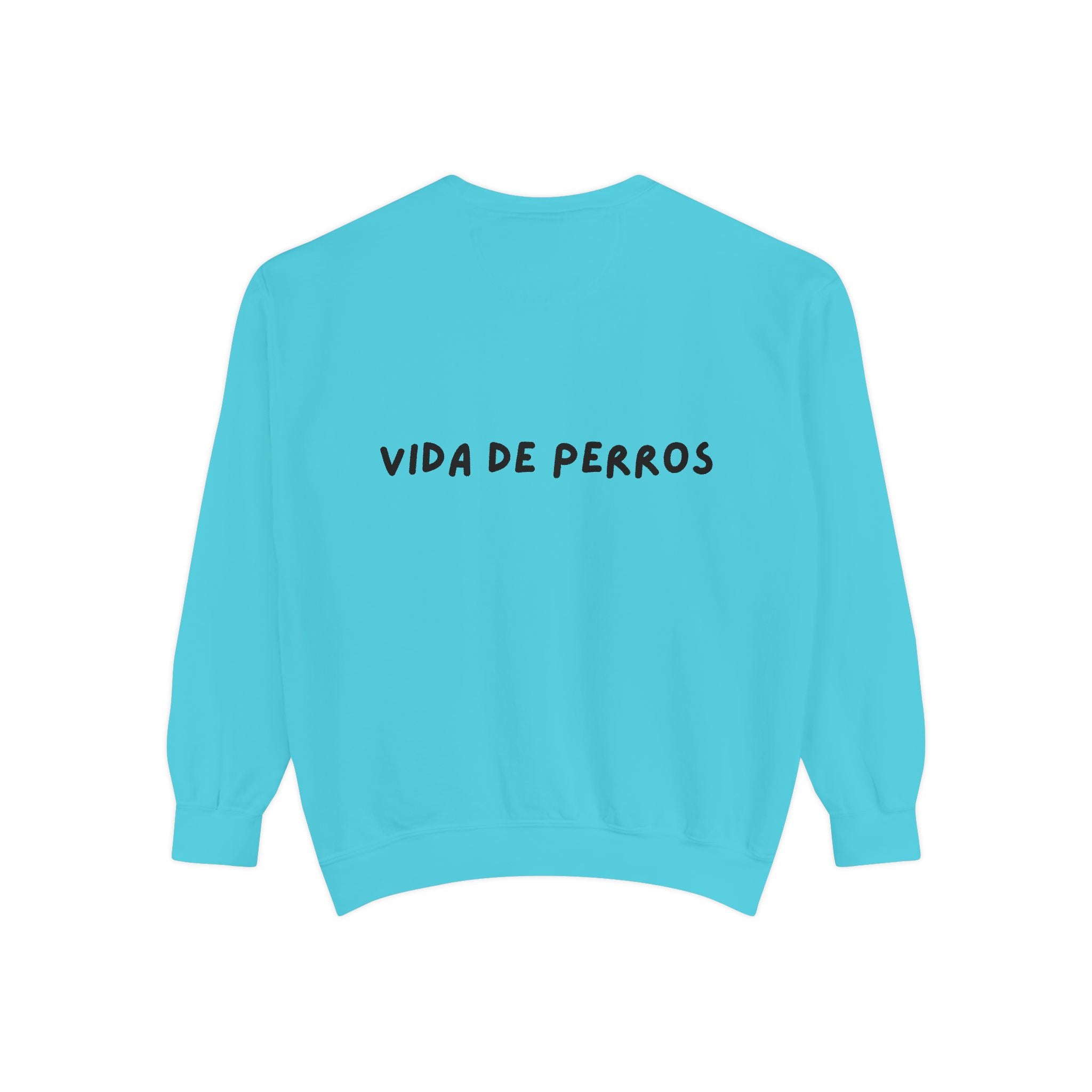 Sudadera Vida de Perros Blanca | Logo Bordado Delantero y Texto Espalda