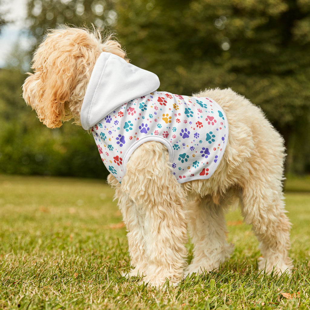 Sudadera con Capucha para Perros | Diseño Huellas Arcoíris
