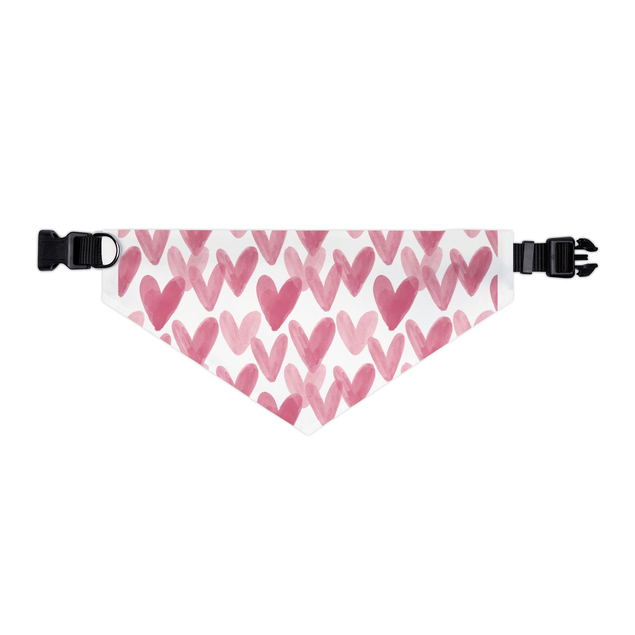 Bandana Collar San Valentín para Mascotas | Corazones Acuarela Rosa