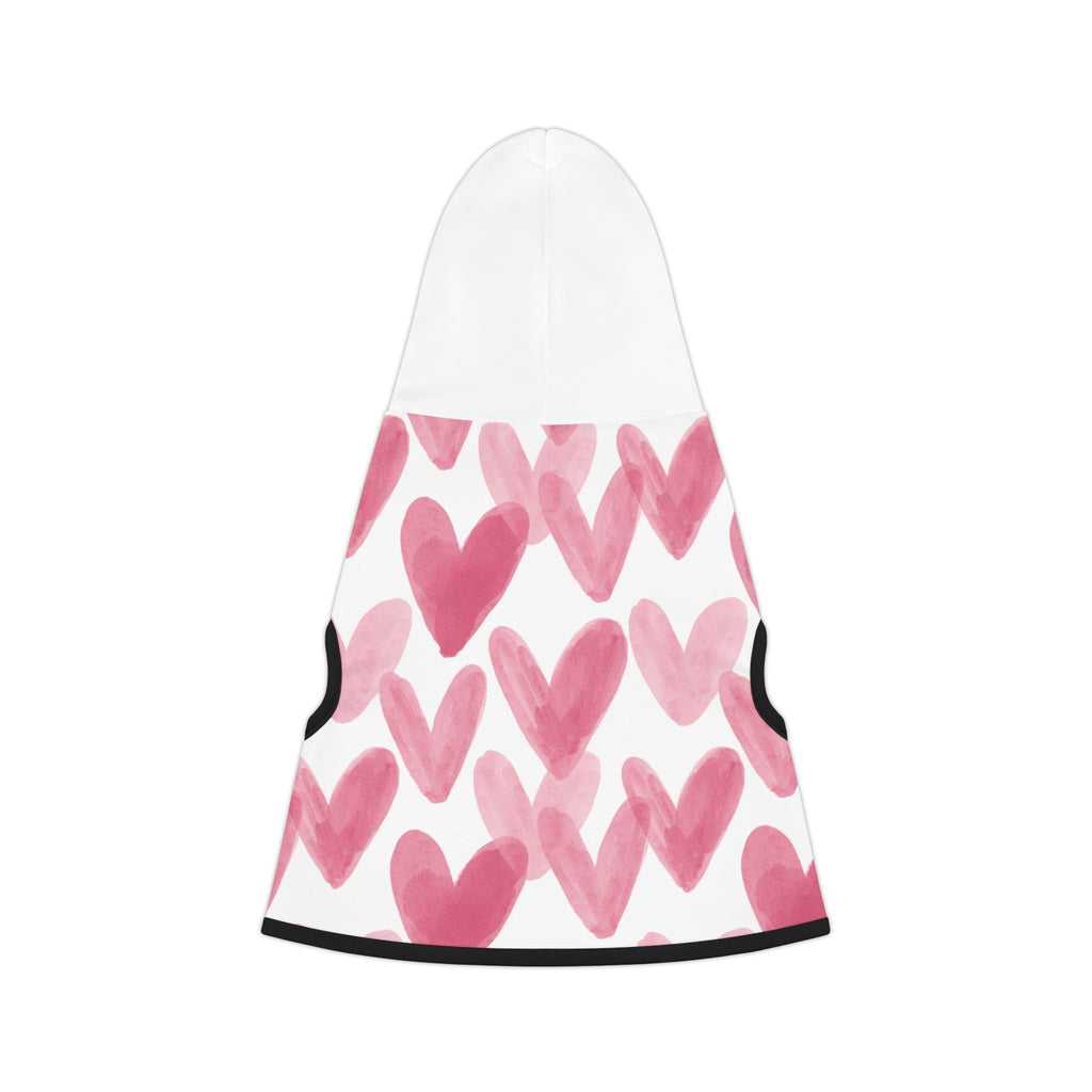 Sudadera con Capucha para Mascotas | Corazones Acuarela Rosa San Valentín