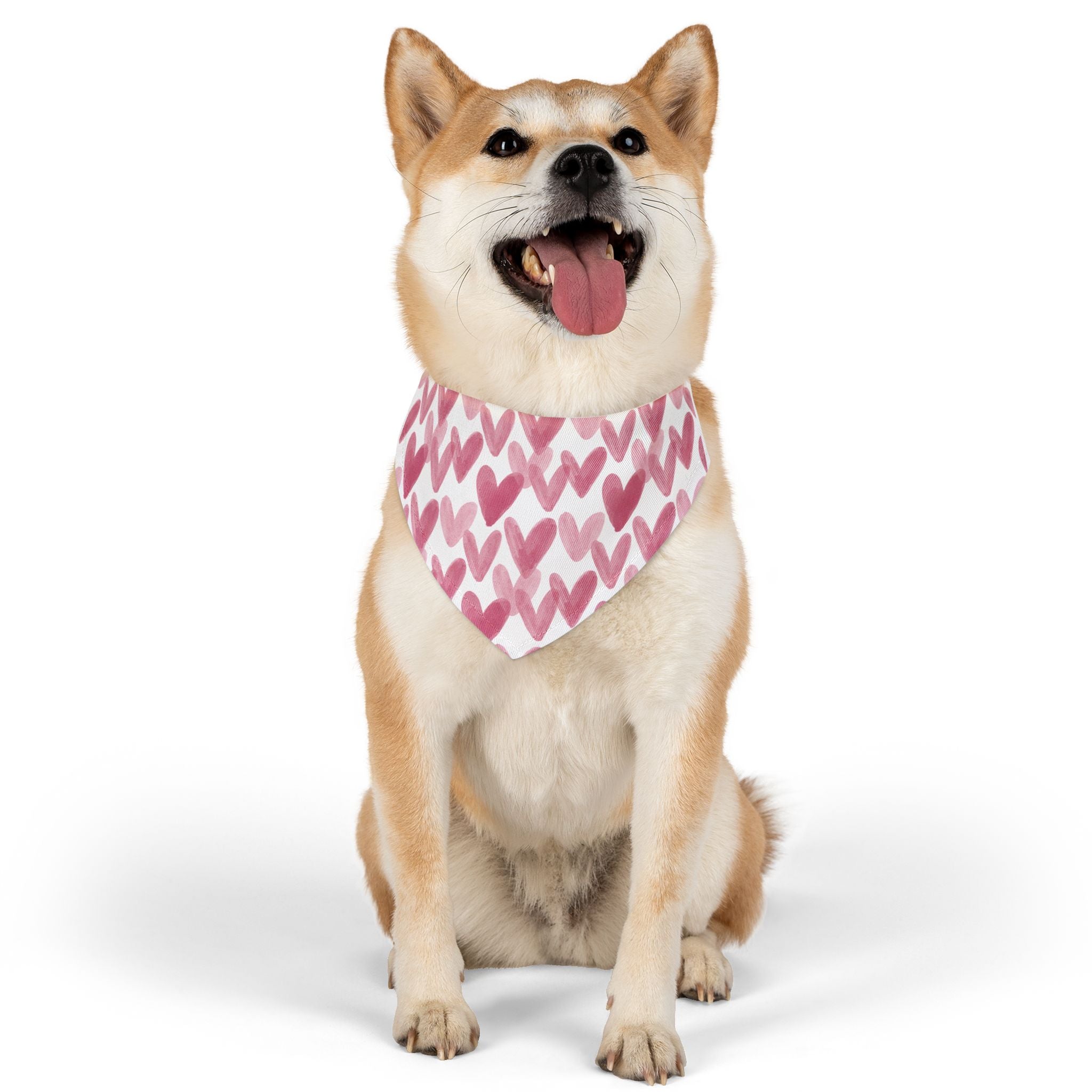 Bandana Collar San Valentín para Mascotas | Corazones Acuarela Rosa
