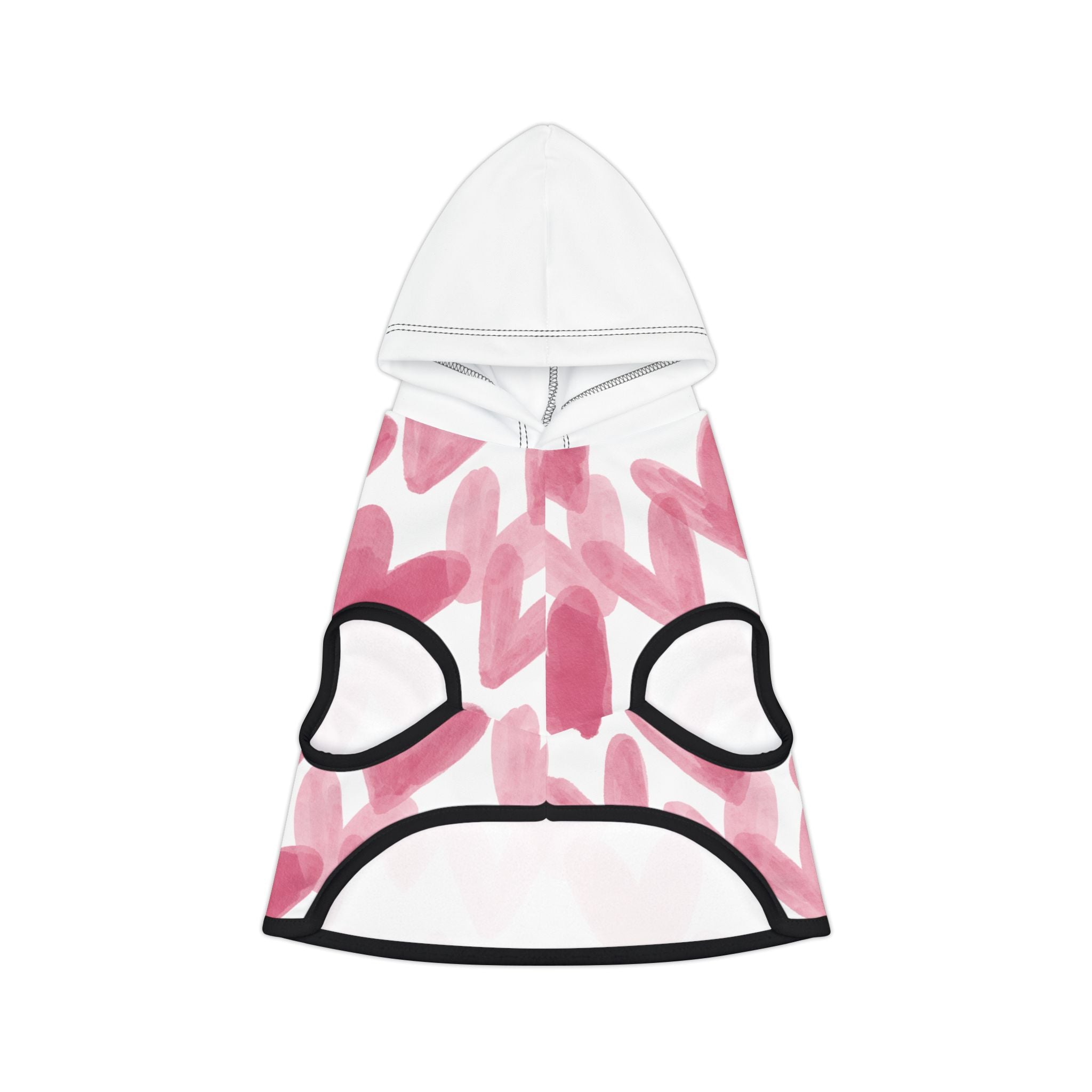 Sudadera con Capucha para Mascotas | Corazones Acuarela Rosa San Valentín