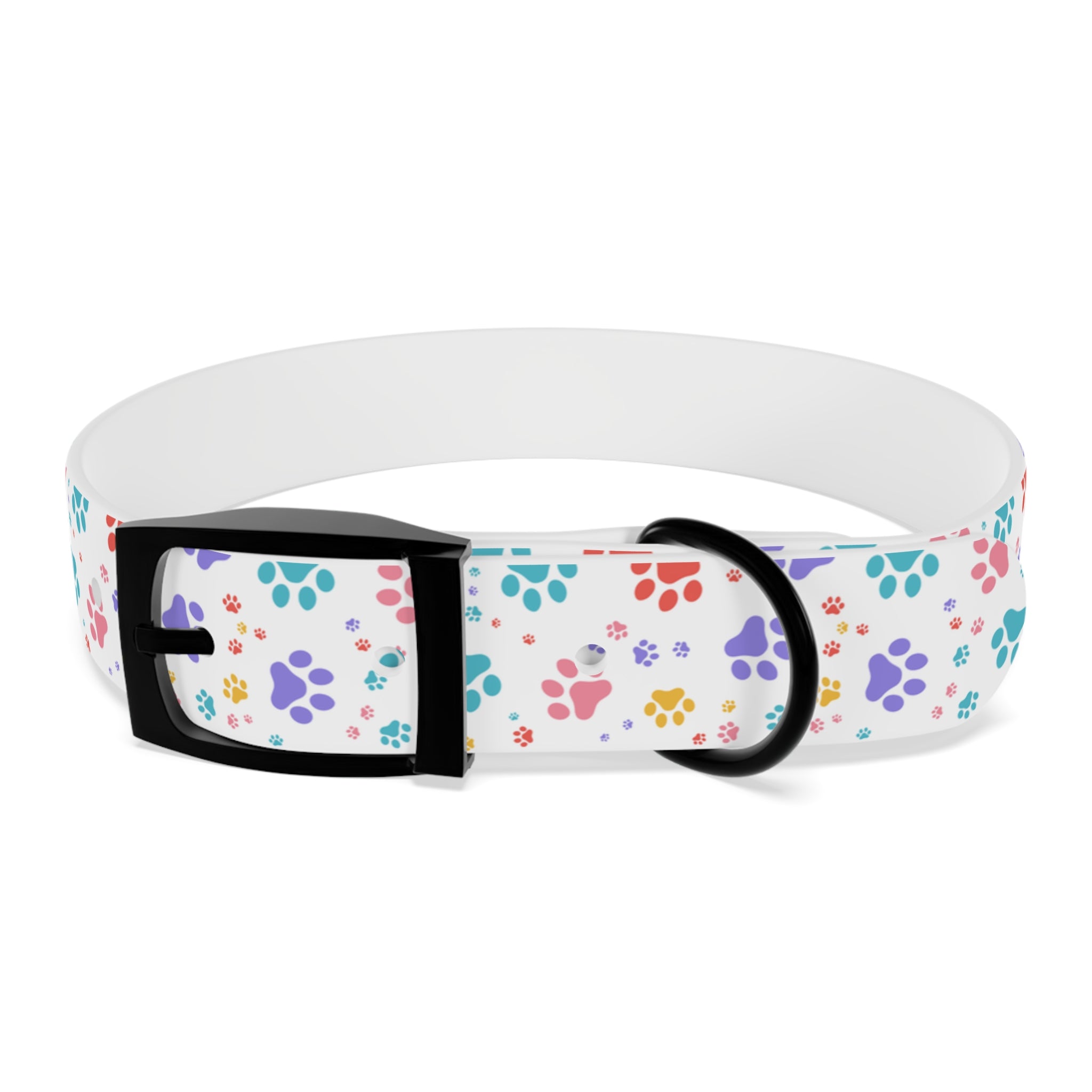 Collar para Perro con Estampado de Huellas Coloridas | Impermeable y Ajustable