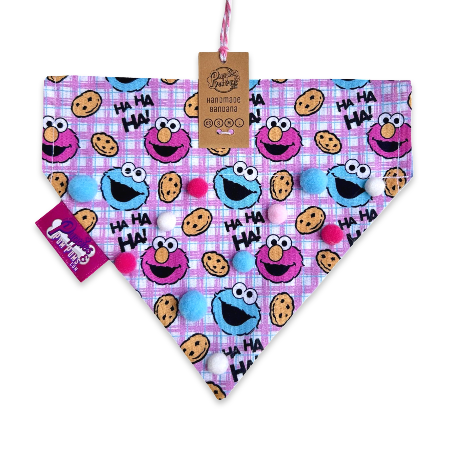 Bandana para Perros Cookie Monster | Artesanal Reversible Slide-On