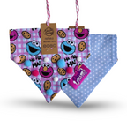 Bandana para Perros Cookie Monster | Artesanal Reversible Slide-On