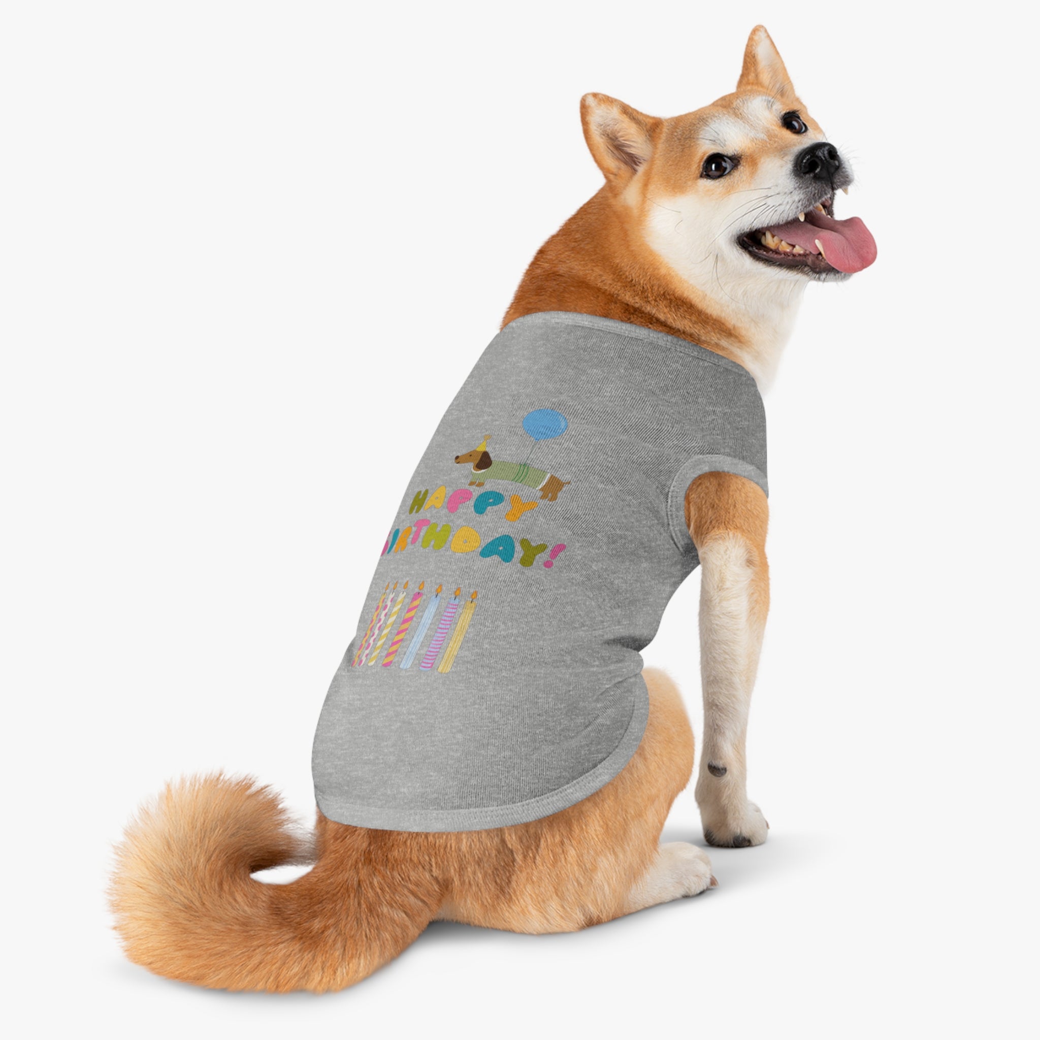Camiseta Tank Top "Happy Birthday" para Perros | Diseño con Globo