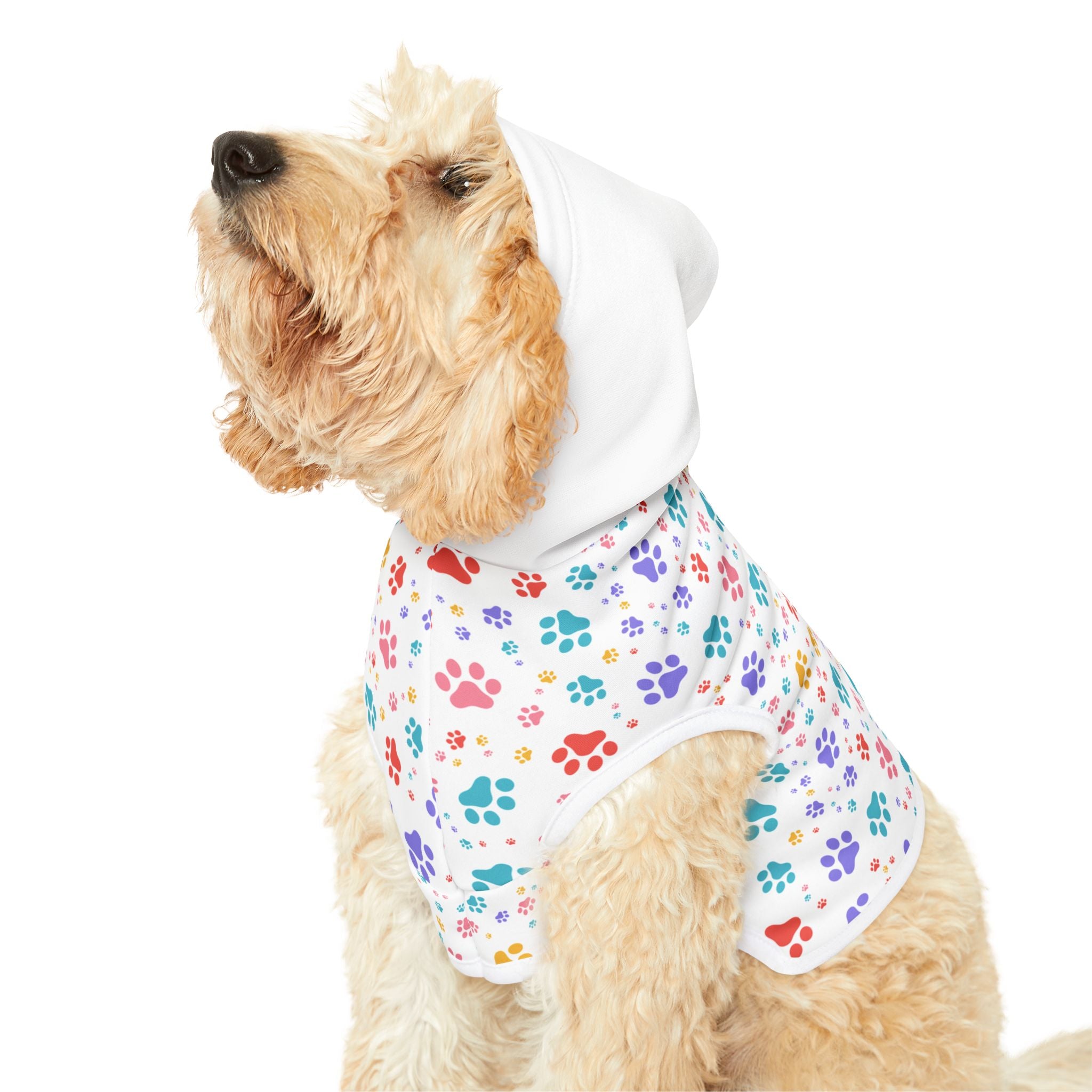 Sudadera con Capucha para Perros | Diseño Huellas Arcoíris