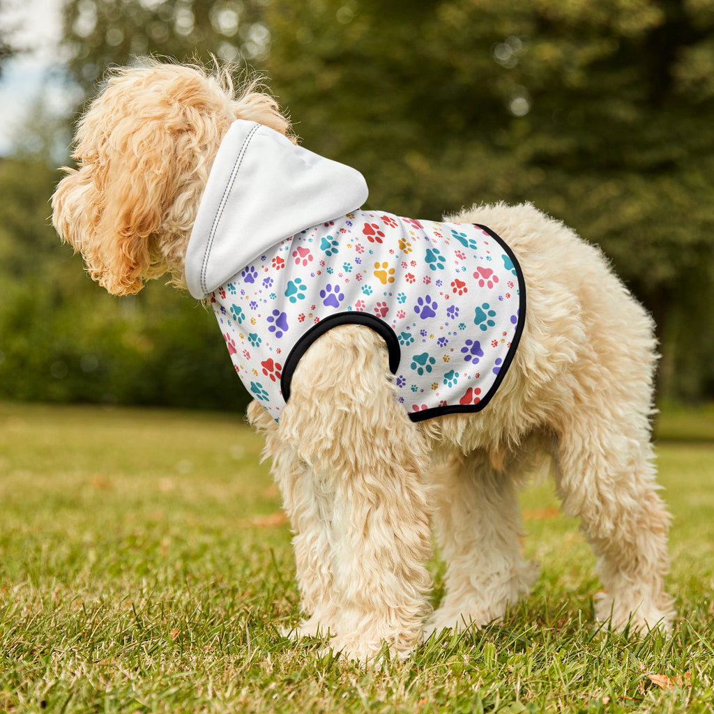 Sudadera con Capucha para Perros | Diseño Huellas Arcoíris