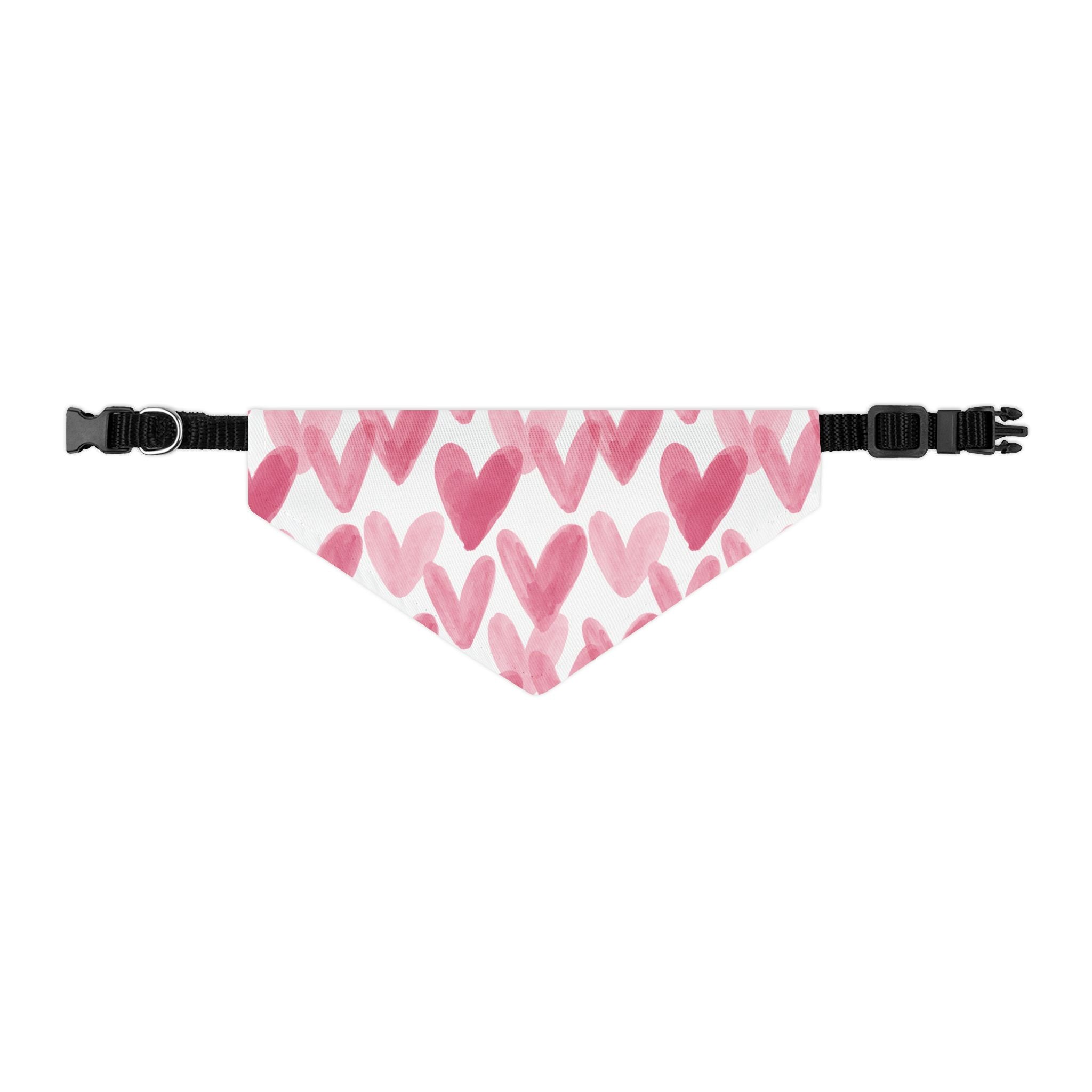 Bandana Collar San Valentín para Mascotas | Corazones Acuarela Rosa