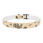 Collar Personalizado para Perros con Nombre y Teléfono | Diseño Huellas Beige
