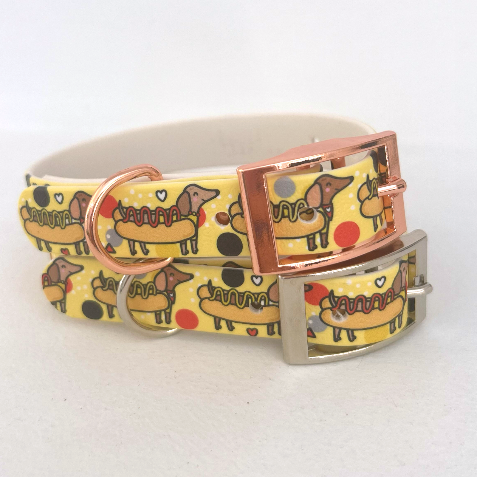Collar para Perros Diseño Hot Dog Dachshunds | Artesanal Impermeable Cuero Vegano