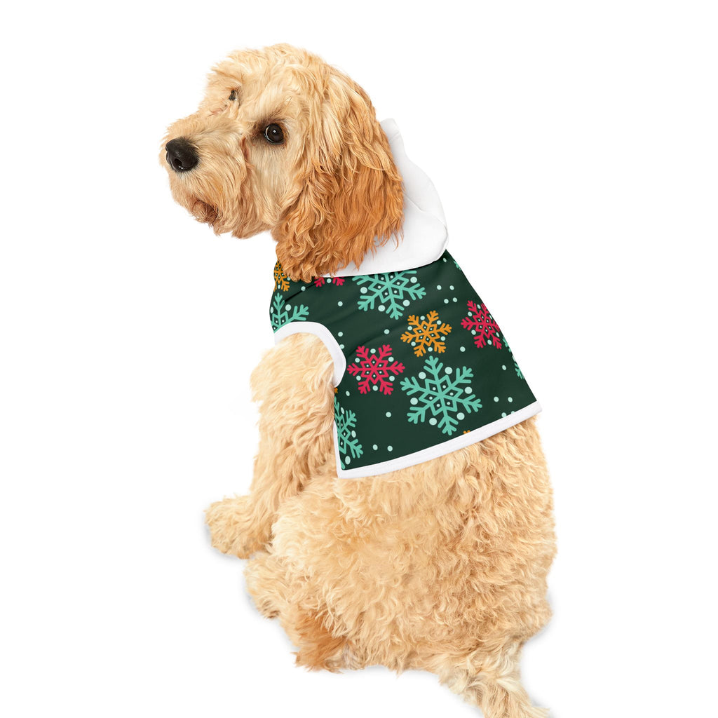 Sudadera Navideña con Capucha para Perros | Diseño Copos de Nieve