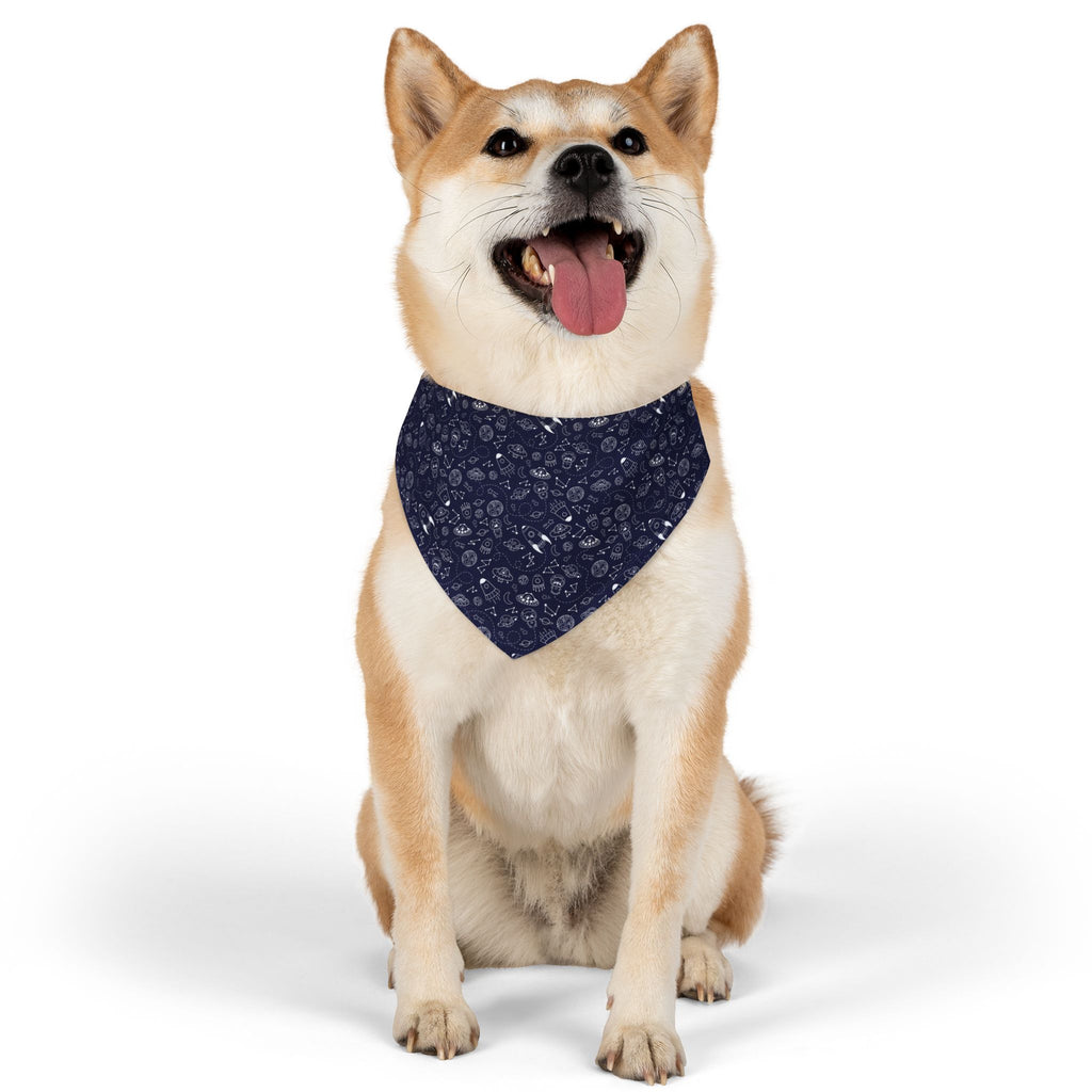 Bandana Collar para Perros Navy Espacial | Diseño Cohetes Planetas Ajustable