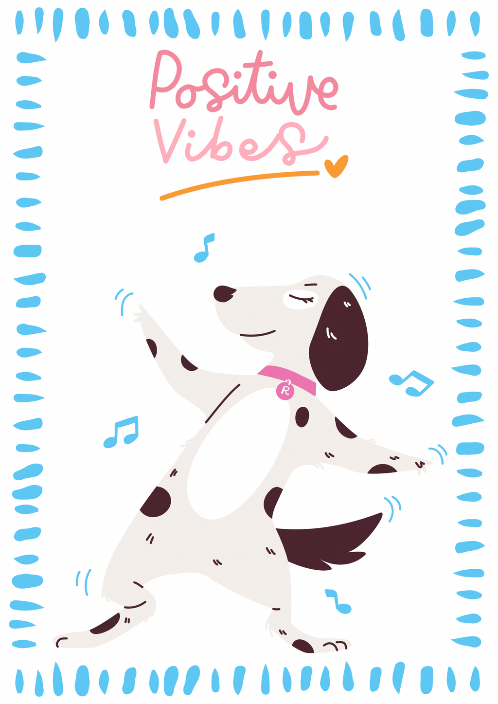 Lámina Decorativa Positive Vibes A3 - Perrito Bailando
