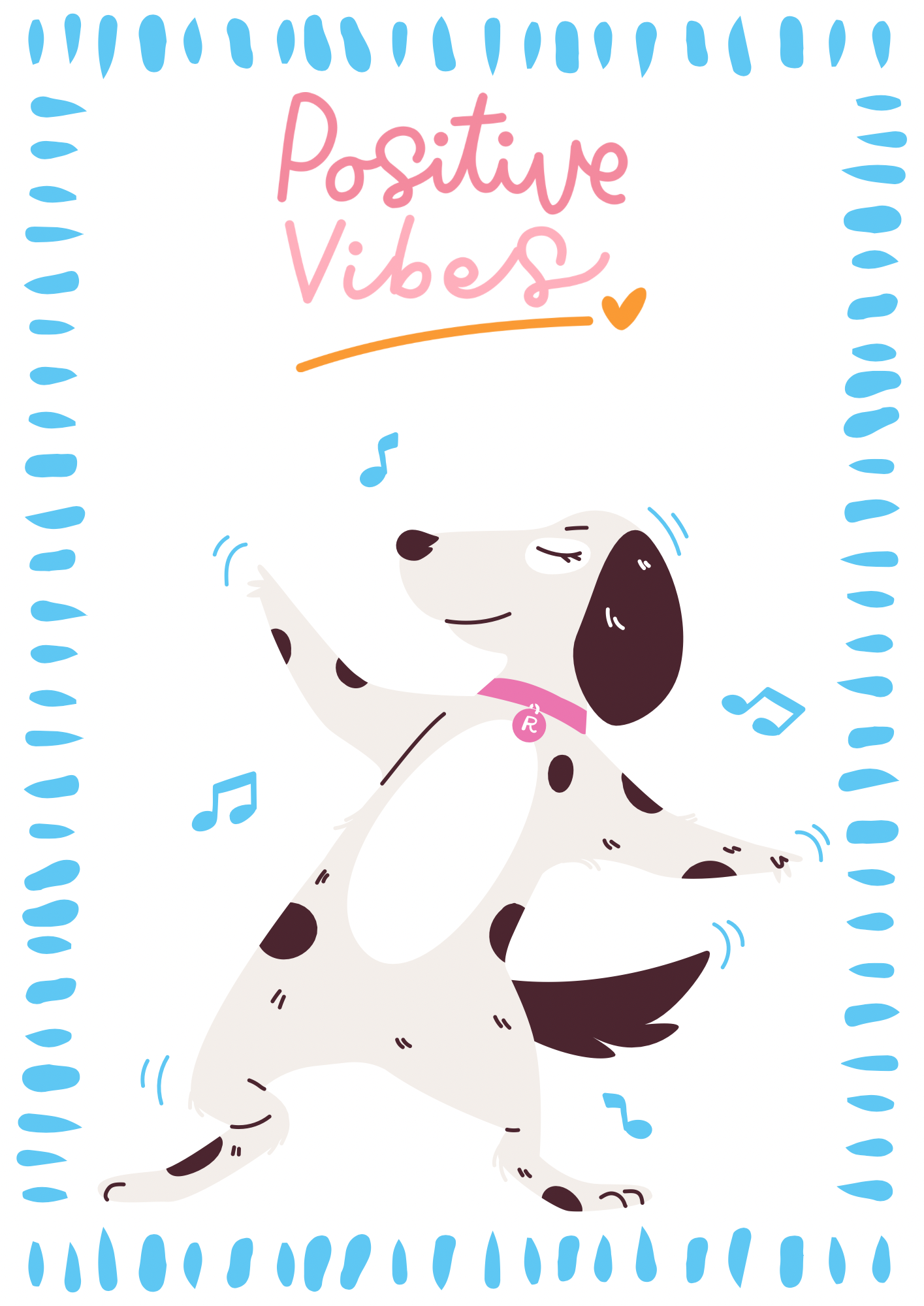 Lámina Decorativa Positive Vibes A3 - Perrito Bailando