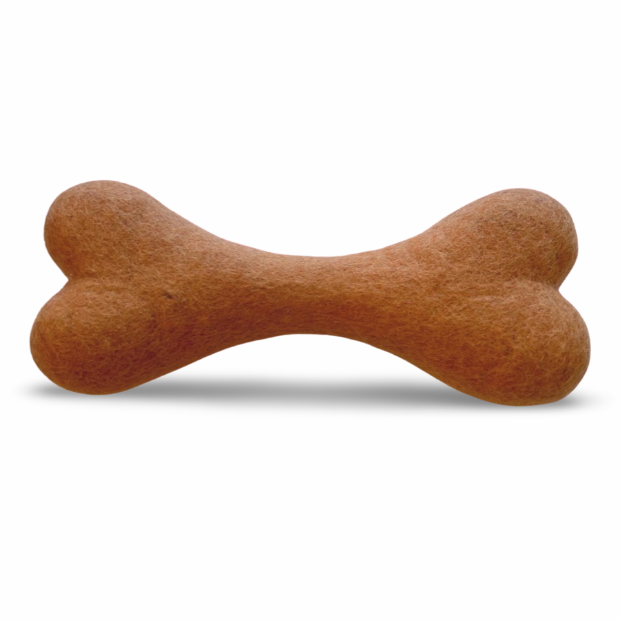 Juguete Hueso de Fieltro para Perros 20cm | Lana Natural Artesanal Ecológico