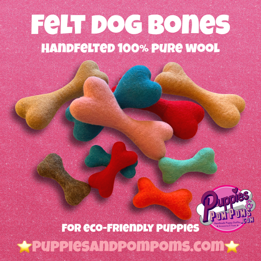 Juguete Hueso de Fieltro para Perros 10cm | Lana Natural Artesanal Ecológico