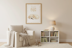 Lámina Dream Big con cachorro en rincón de lectura - ambiente lifestyle